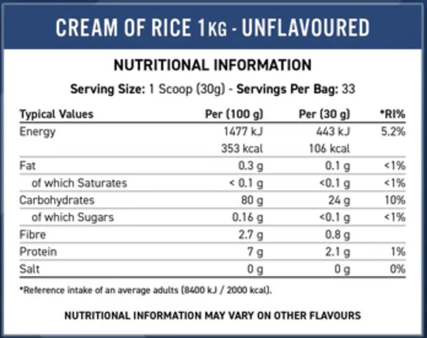 Cream of Rice Applied Nutrition 1.0 KG 33 Serv. 6