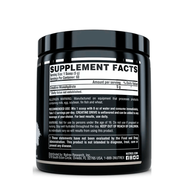 Creatina Monohidrato Drive Nutrex 60 Servicios.3