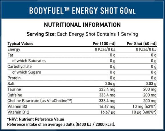 Display Body Fuel Energy Shot Applied Nutrition 60Ml 12Uds .3