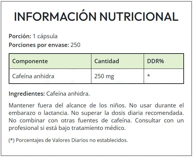 Cafeína Xpro Kiffer 250MG 250 Tabletas. 2