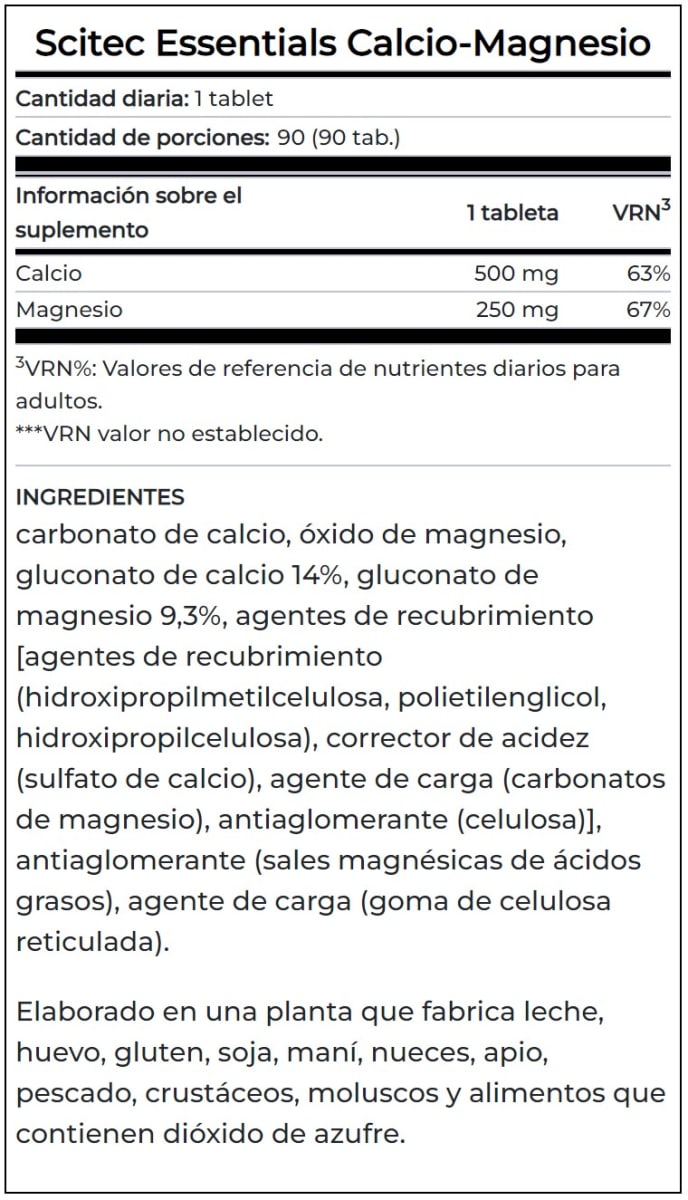 Calcio y Magnesio 750MG Scitec Nutrition 90 Tabletas. 2