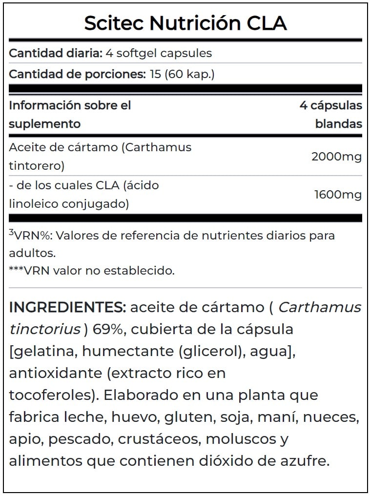 CLA 1600MG Scitec Nutrition 60 Cápsulas. 2