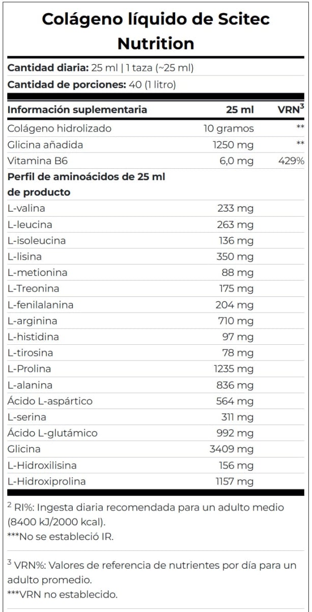 Colageno Hidrolizado Liquido 10GR Scitec Nutrition 40 Servicios. 2