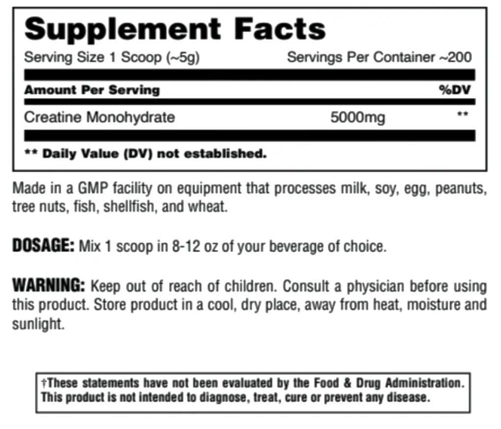 Creatina Monohidratada Animal 1000 g – 200 Porciones2