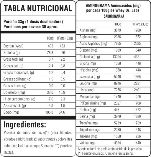 Proteína Whey 100% Dr. Labs 2.2 lb (1 kg) – 30 porciones2