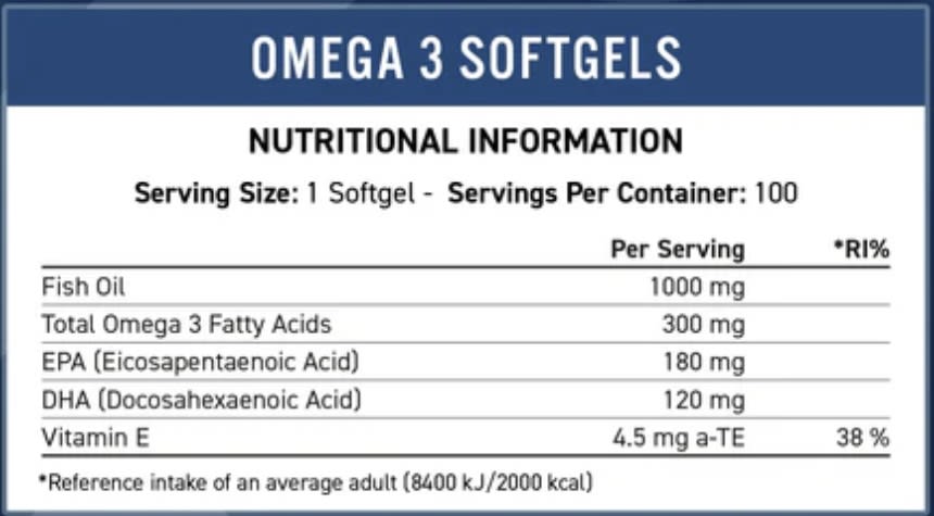 Omega 3 300MG Applied Nutrition 100 Capsulas. 2