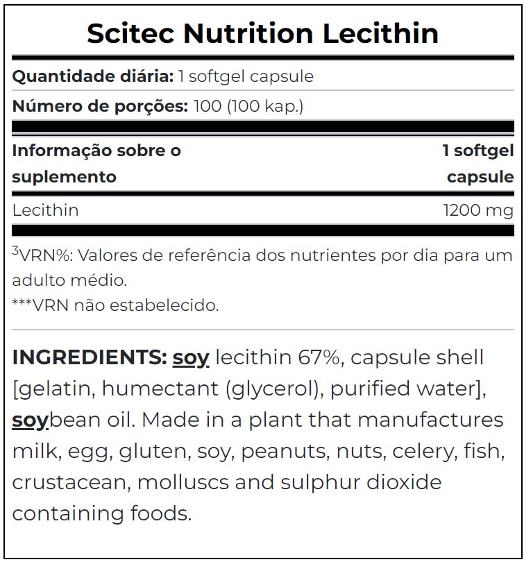 Lecitina 1200MG Scitec Nutrition 100 Capsulas. 2