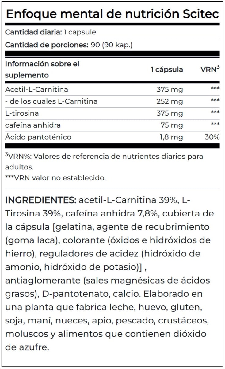 Mental Focus Scitec Nutrition 90 Capsulas. 2