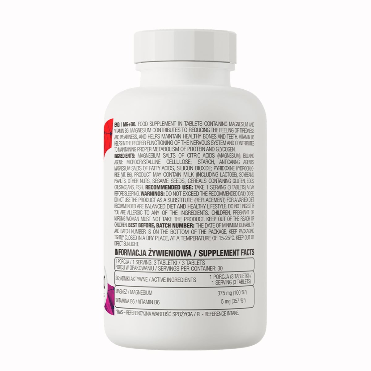 MG+B6 Magnesio 375MG Ostrovit 90 Tabletas. 2