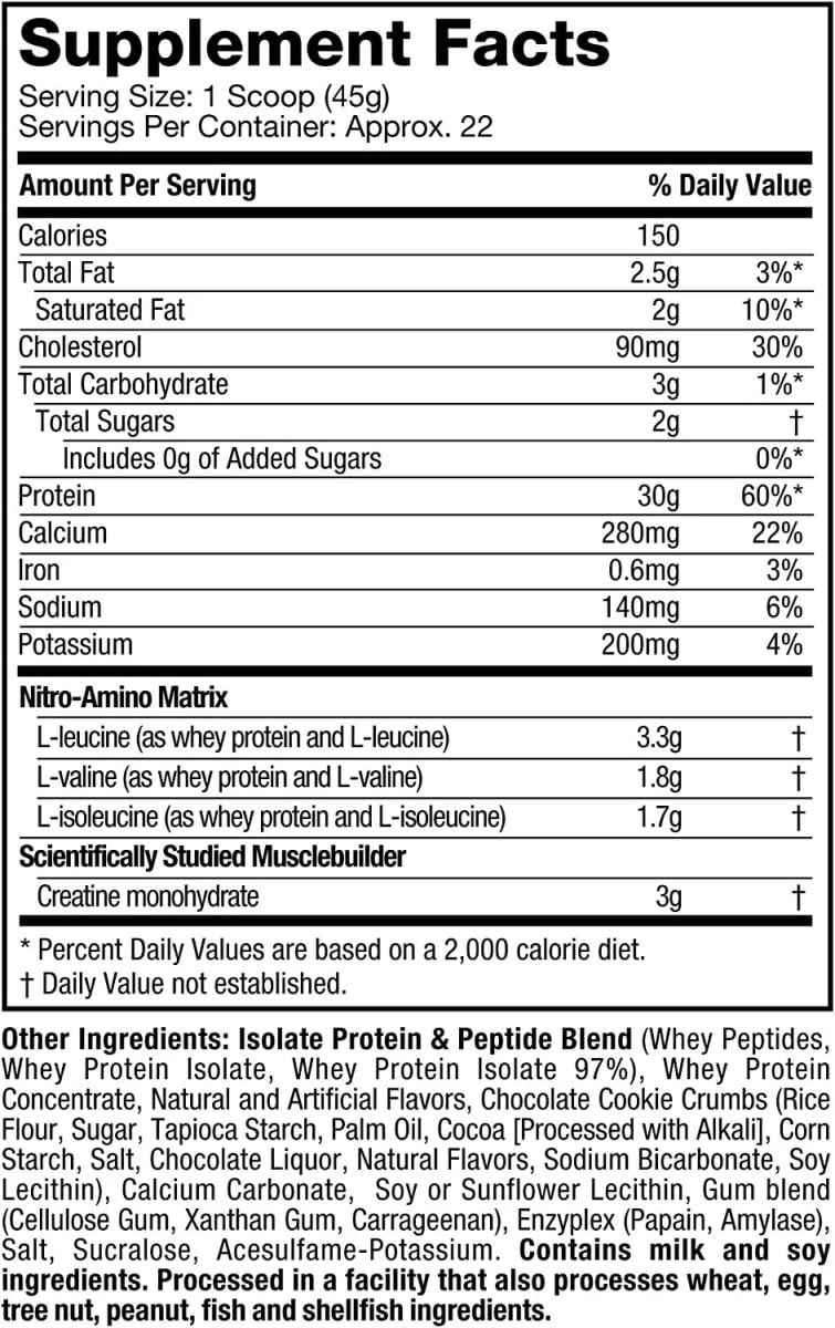 Nitro Tech Whey Protein 2.2 lb (1 kg) – 23 porciones4