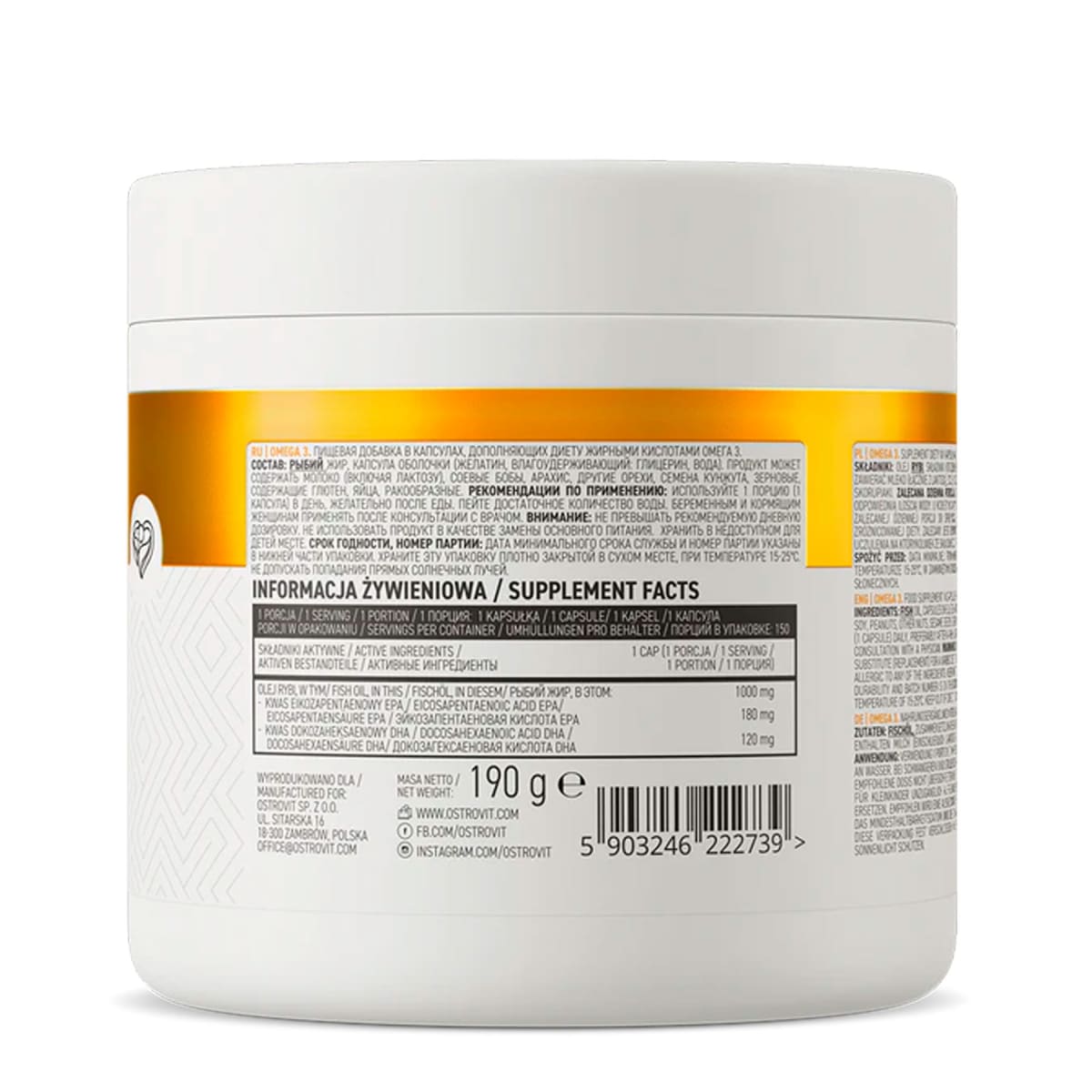 Omega 3 300MG Ostrovit 150 Cápsulas.2