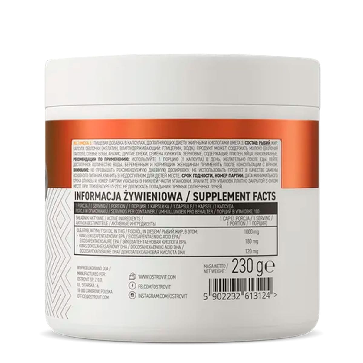 Omega 3 300MG Ostrovit 180 Cápsulas.2