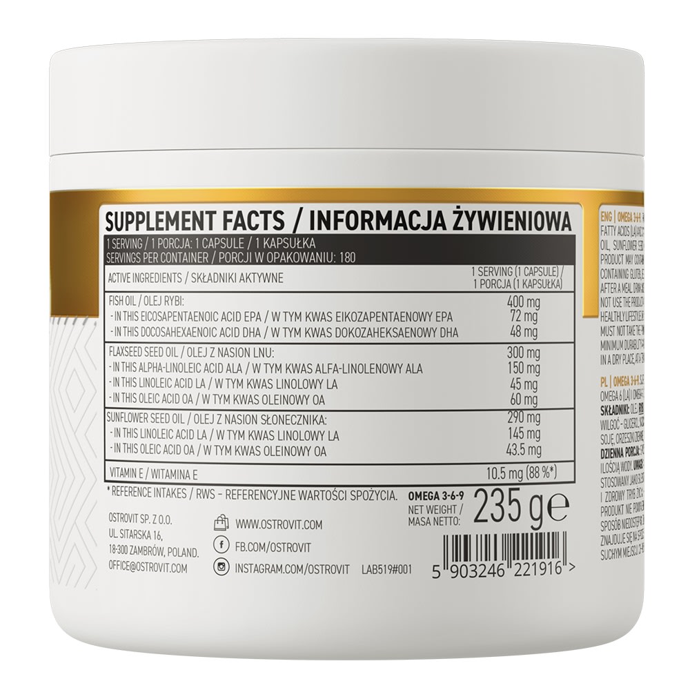 Omega 3-6-9 Ostrovit 180 Capsulas.2