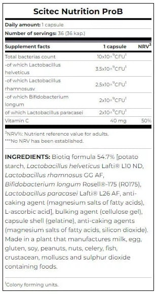 Probioticos ProB Scitec Nutrition 36 Capsulas. 2