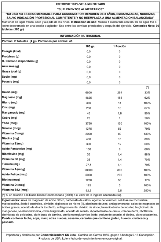 100% Vit&Min Ostrovit 30 Tabletas.2