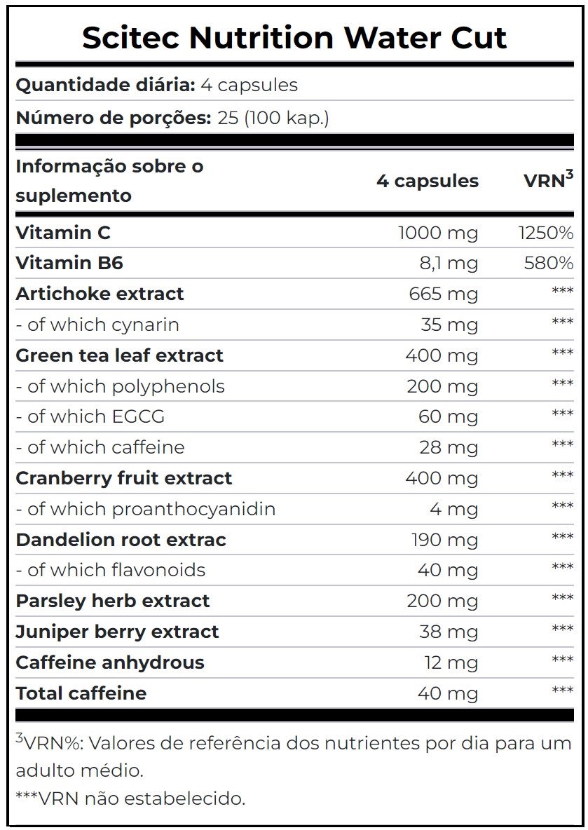 Water Cut Scitec Nutrition 100 Cápsulas. 2
