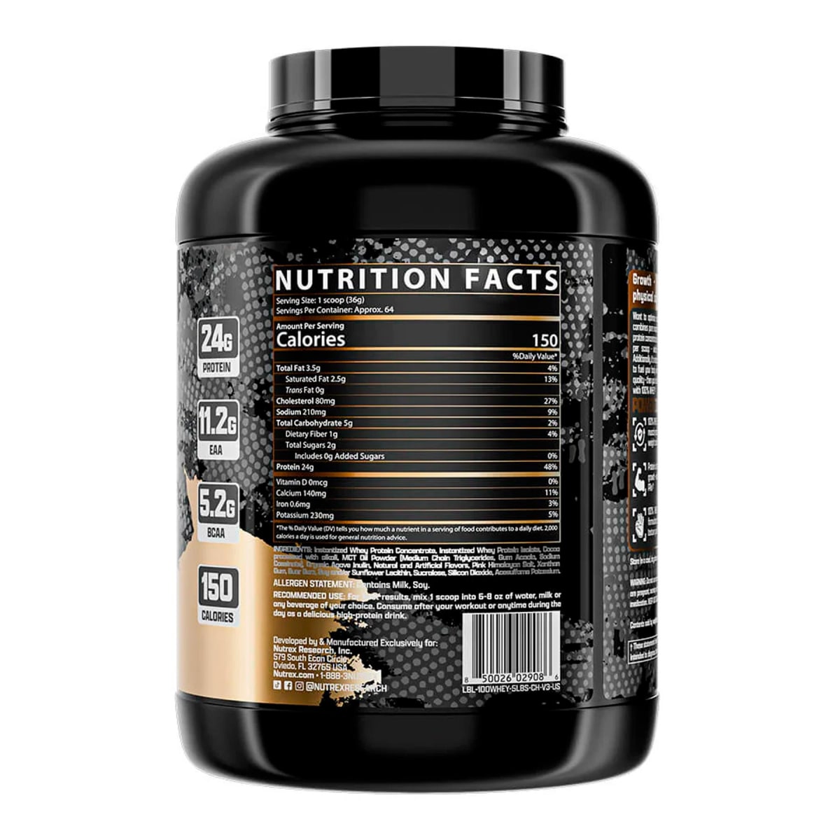 Whey Protein Nutrex 5 lb (2.2 kg) – 64/67 porciones3