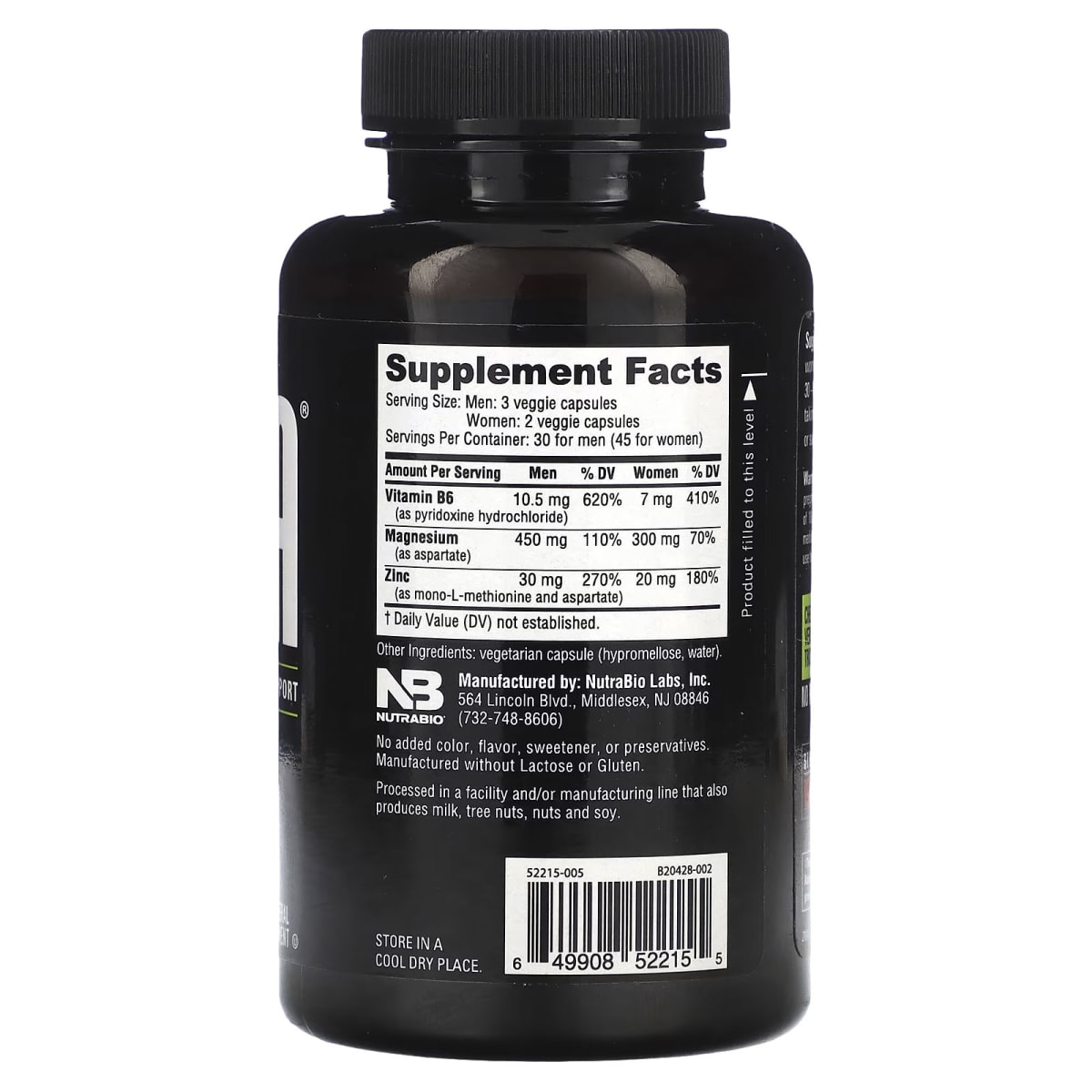 ZMA 491MG Nutrabio 90 Capsulas. 2