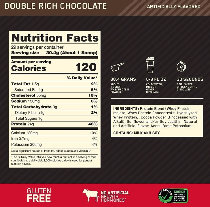 Gold Standard 100% Whey 2 lb (900 g) – 30 porciones7