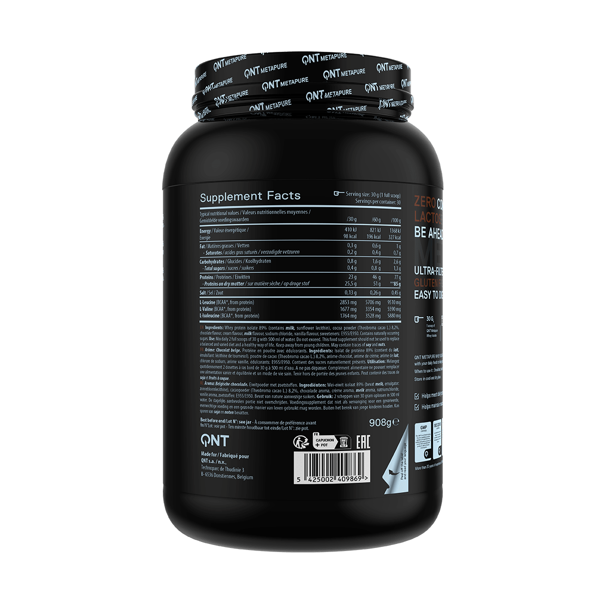 Whey Isolate Zero QNT Metapure 2 lb (908 g) – 30 porciones6