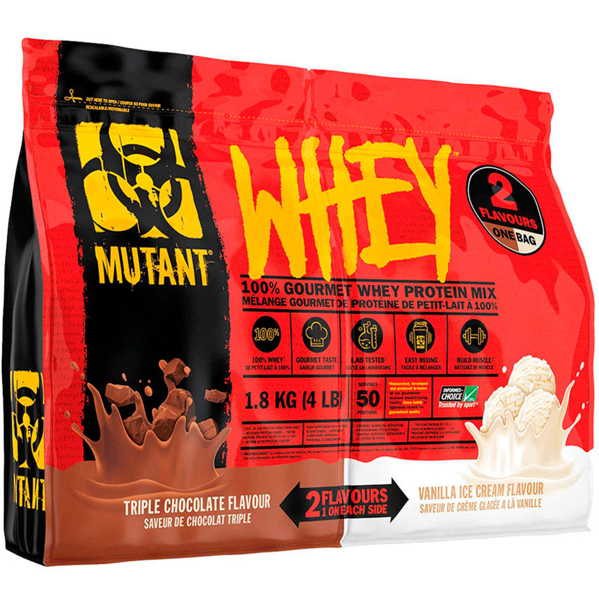 Whey Gourmet Protein Dual Mutant 4 lb (1.8 kg) Choco / Vainilla – 50 porciones1