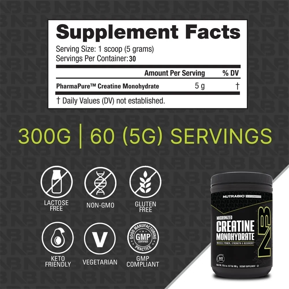 Creatina Monohidratada NutraBio 150 g – 30 Porciones 2