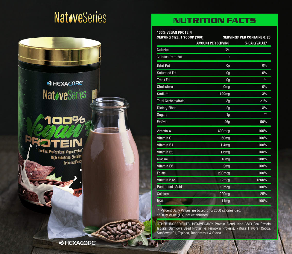 Vegan Protein Hexacore 2 lb (900 g) – 25 porciones3