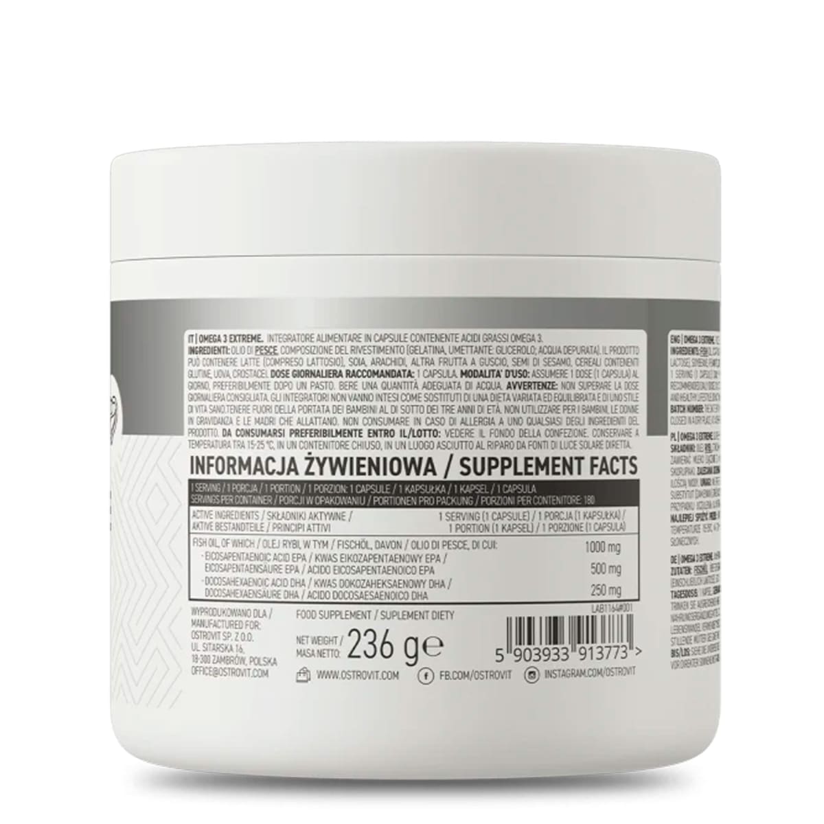 Omega 3 Extreme OstroVit 750MG – 180 porciones2
