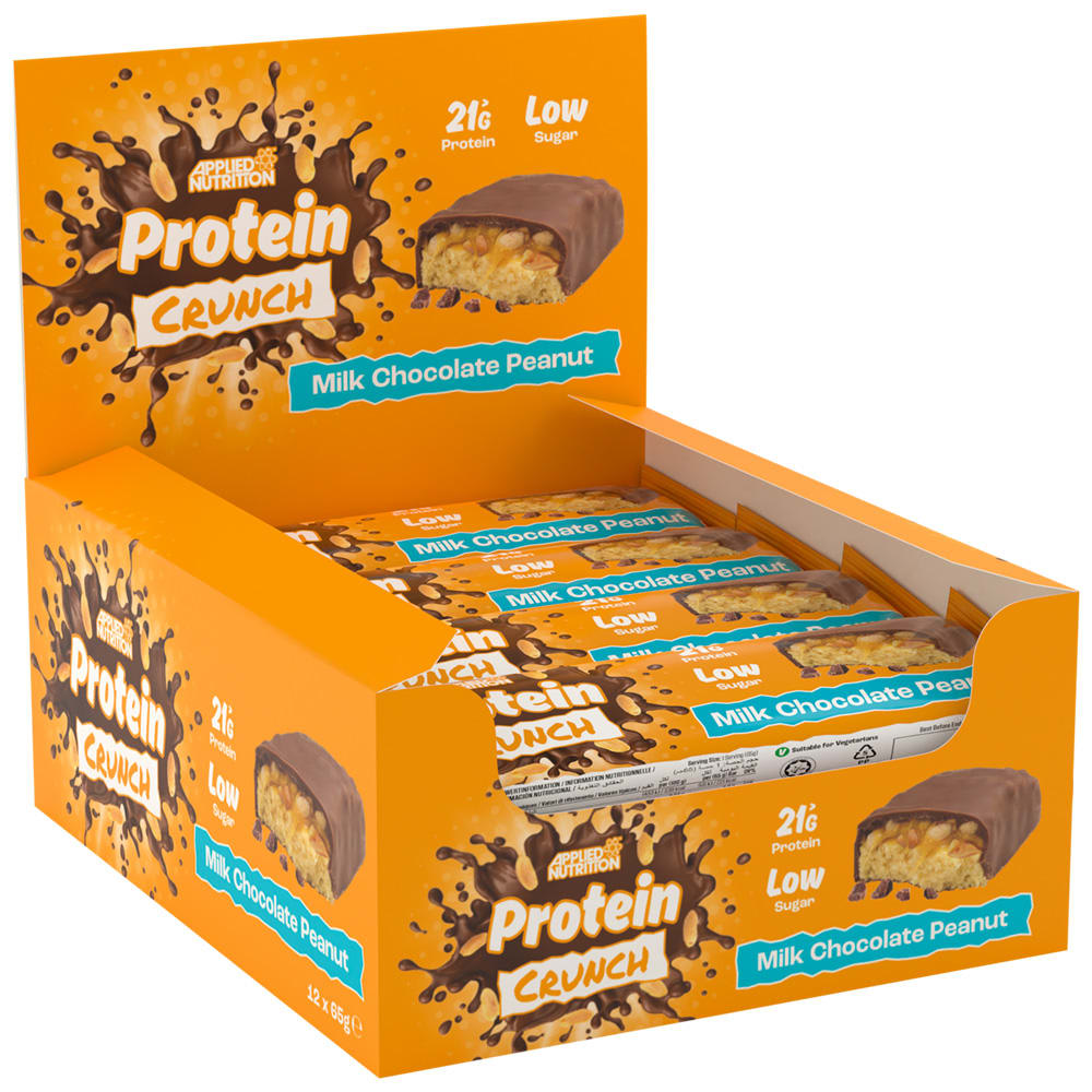 Caja 12 Barras Protein Crunch Applied Nutrition 21G de Proteína 62G C/U.2