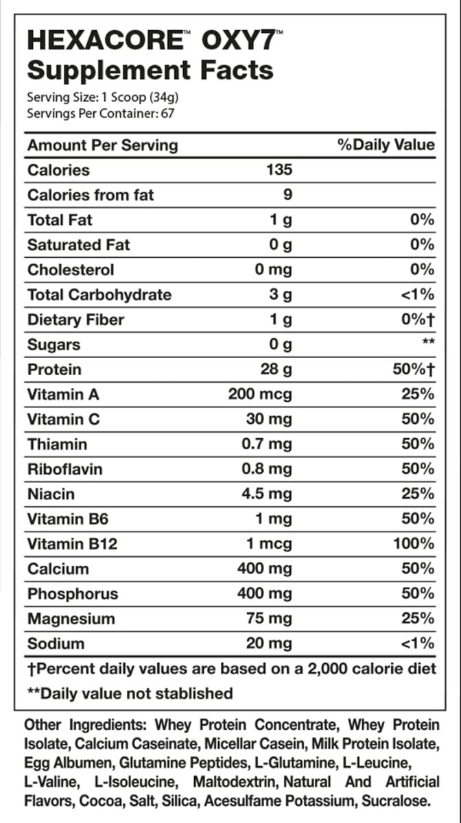Oxy 7 Whey Protein Hexacore 5 Libras 67 Servicios. NutritionGO