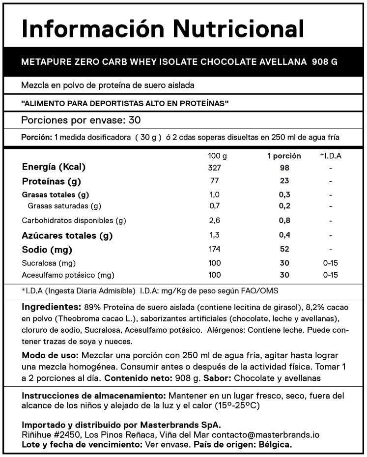 Whey Isolate Zero QNT Metapure 2 lb (908 g) – 30 porciones8