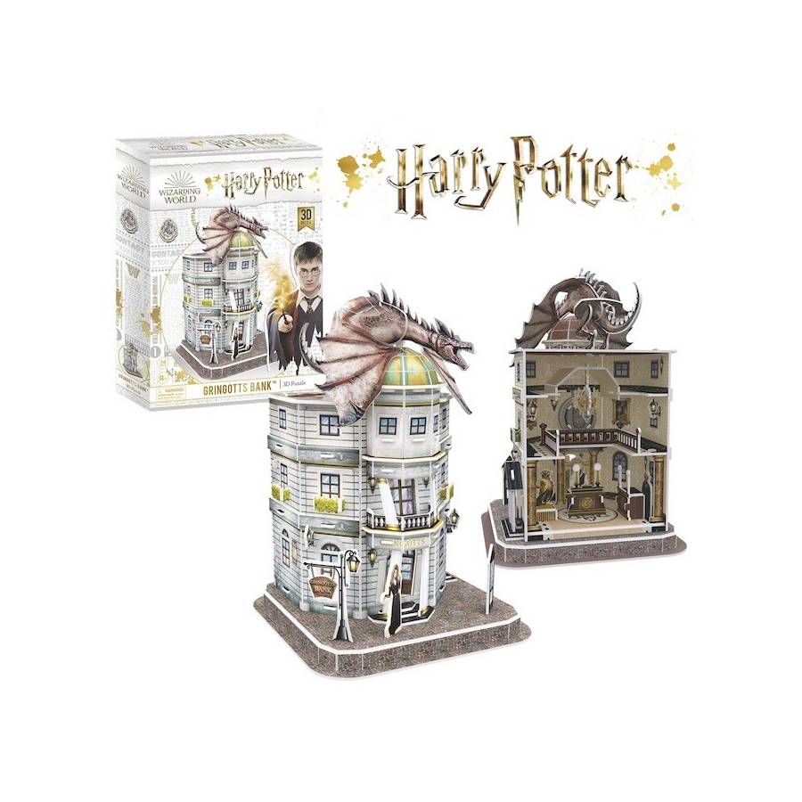 UGEARS Banco Mágico Gringotts Harry Potter – Maqueta 3D De Madera Con Motor USB-C, Luces LED Y Sistema De Canicas, Ideal Para Adultos Y Coleccionistas