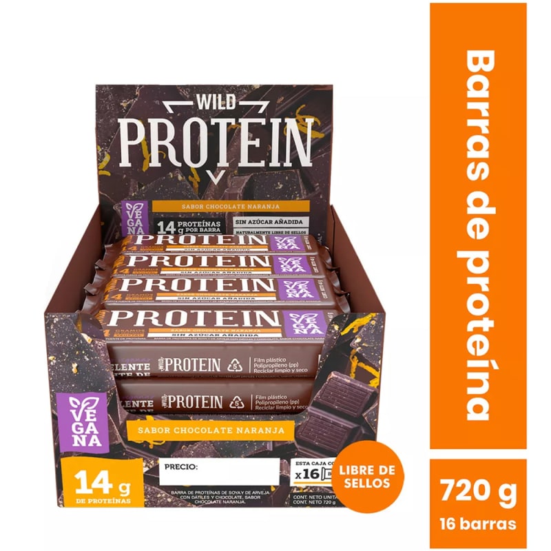 Wild Protein Vegana Chocolate Naranja (Display 16 unidades)