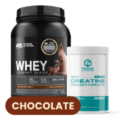PACK ON Whey Protein Gourmet Series 900 g (Chocolate Malt) + Creatina Focus Nutrition 300 g