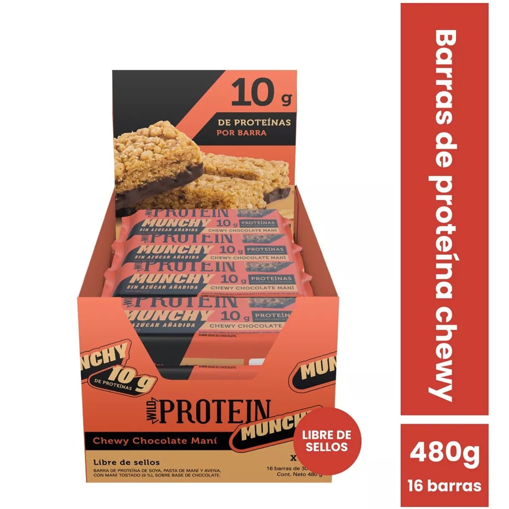 Wild Protein Munchy Chocolate Mani (Display 16 unidades) 1
