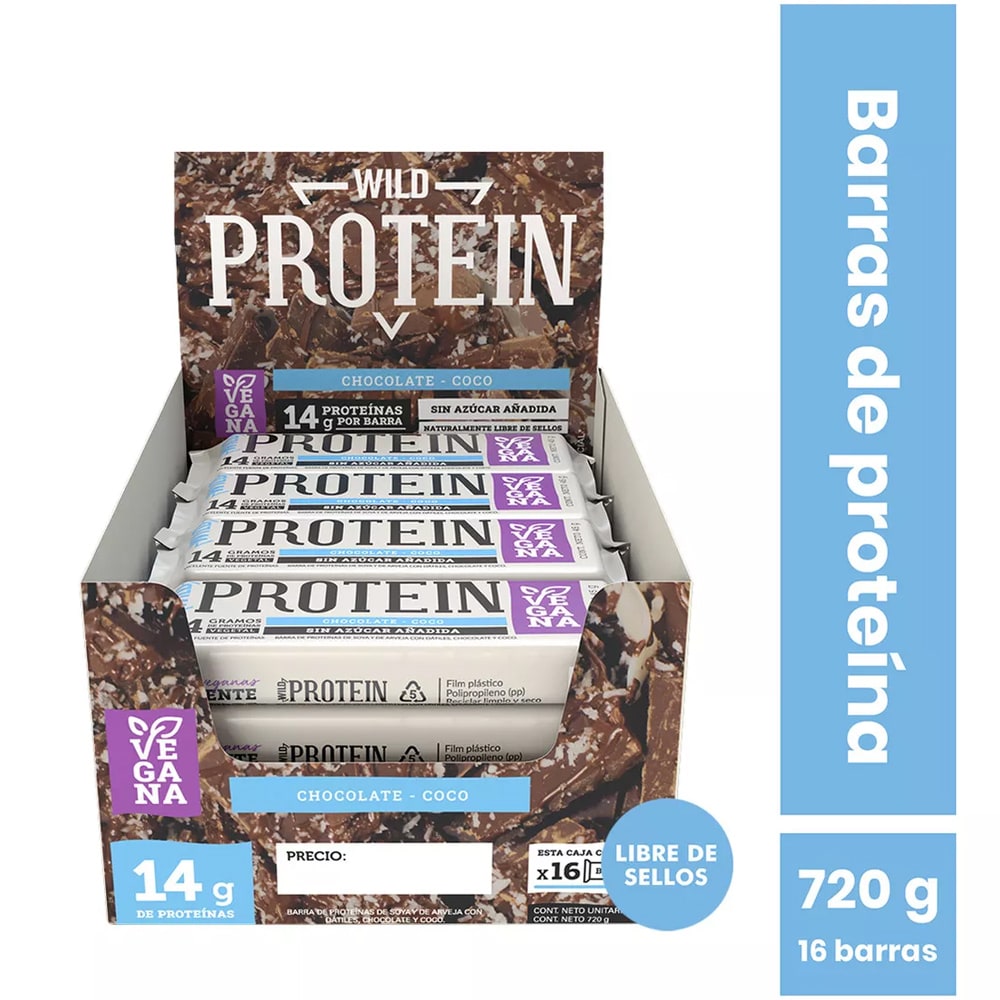 Wild Protein Vegana Chocolate Coco (Display 16 unidades) 1