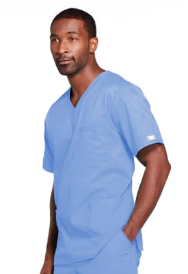 Polera Clínica Hombre Cherokee Workwear Core Stretch 4725 Celeste CIEW