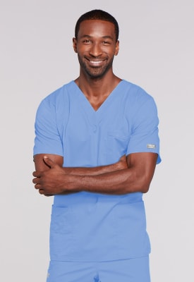 Polera Clínica Hombre Cherokee Workwear Core Stretch 4725 Celeste CIEW