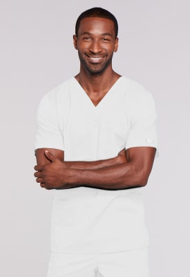 Polera Clínica Hombre Cherokee Workwear Core Stretch 4725 Blanco WHTW