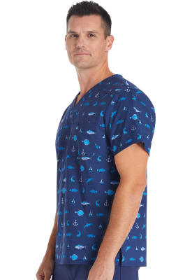Polera Clínica Hombre Cherokee Prints CK692 GNFS Marinero Azul