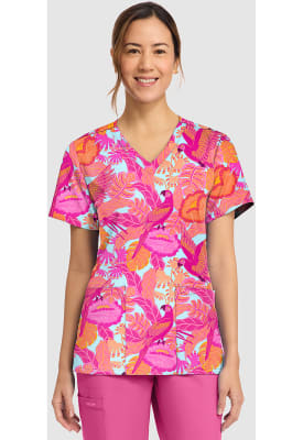 Polera Clínica Mujer Cherokee Prints CK856 MWMA Tropical Rosado