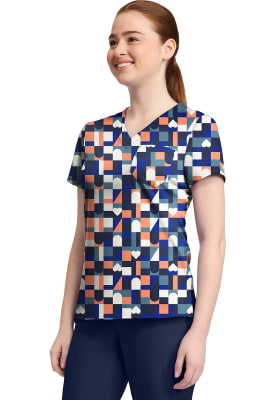 Polera Clínica Mujer Med Couture MC632 BDGA Tablero Azul