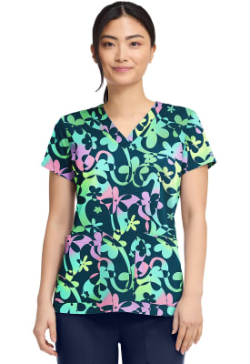 Polera Clínica Mujer Med Couture MC8564 DZDY Flores Azul