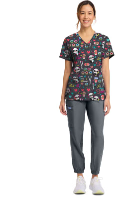 Polera Clínica Mujer Cherokee Prints CK856 GGWI Sushi Gris