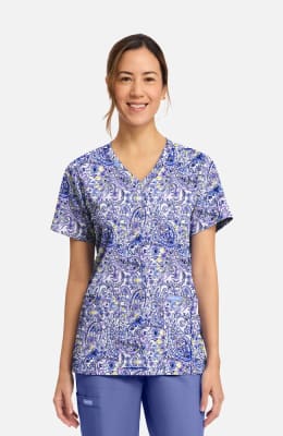 Polera Clínica Mujer Cherokee Prints CK856 PYLY Pasley Celeste