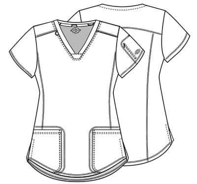 Polera Clínica Mujer Dickies DK731 LBBM Flores Neón