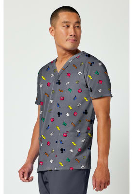 Polera Clínica Hombre Tooniforms TF788 MKXB Mickey Gris