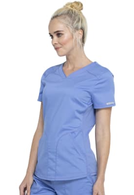 Polera Clínica Mujer Cherokee Workwear Revolution WW601 Celeste CIE