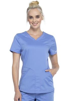 Polera Clínica Mujer Cherokee Workwear Revolution WW601 Celeste CIE