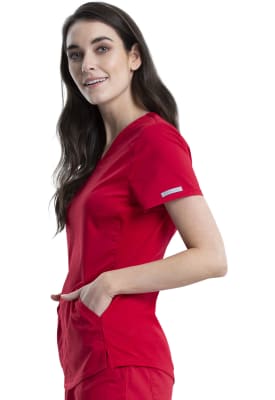 Polera Clínica Mujer Cherokee Workwear Revolution WW601 Rojo RED